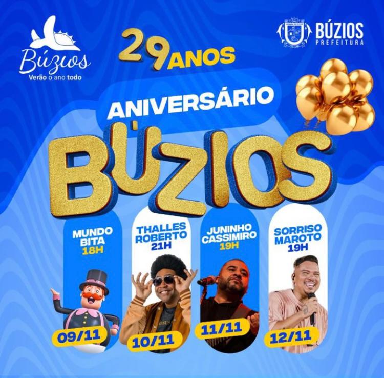 Búzios celebra seu aniversário com programação especial e grandes atrações